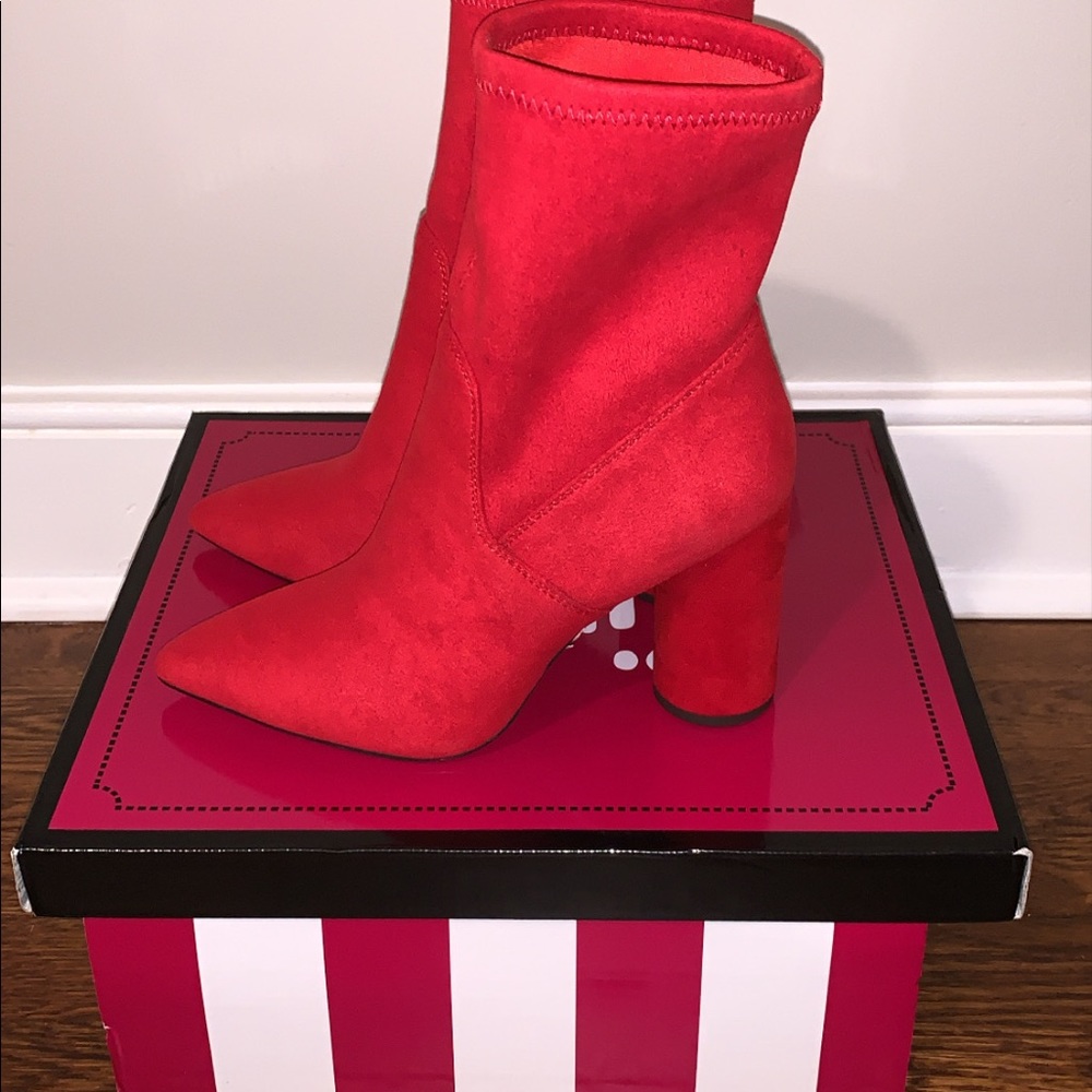 Saks 5th Ave Fiery Red Booties!! (NWOT) - Picture 3 of 4